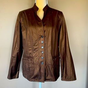 Bronze denim jacket- size 12- Coldwater Creek EUC